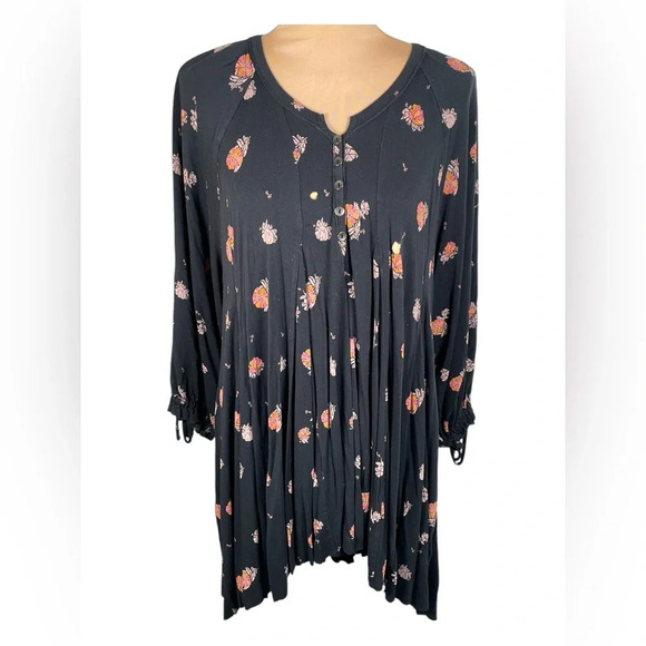 Free People Winter Sun Printed Tunic Black Combo Size XSmall - Picture 5 of 14